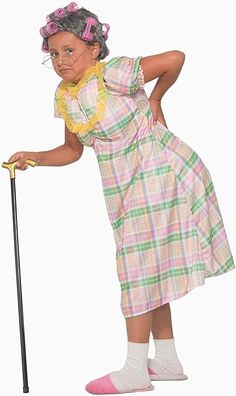 Kids Aunt Gertie Wig - HalloweenCostumes4U.com - Costume Props & Accessories Old Lady Costume, Pink And Green Dress, Popular Costumes, Single Dress, Girls Costumes, Diy Kostüm, Funny Costumes, Costume Themes, Halloween Costumes For Kids