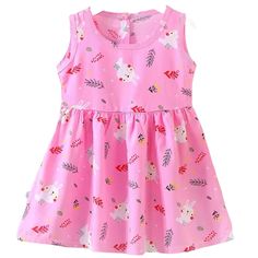 This Adorable Dress Is Perfect For Your Little Girl In Sizes 18-24 Months And 6x-7 Years. The Dress Features A Whimsical Lightweight Bunny Pattern With A Sleeveless Design And Round Neckline. It Has A Button Closure, Making It Easy To Dress And Undress Your Little One. This Dress Is Suitable For Various Occasions, Including Travel, Activewear, And Casual Wear. It Is Made Of Lightweight, Soft, And Comfortable Bamboo Viscose Material, Which Is Machine-Washable And Wrinkle-Resistant. The Dress Fall Cute Pink Sleeveless Dress, Pink Cotton Sleeveless Dress For Playtime, Casual Pink Sleeveless Cotton Dress, Rabbit Dress, Bunny Pattern, Tropical Destinations, School Events, Baby & Toddler Clothing