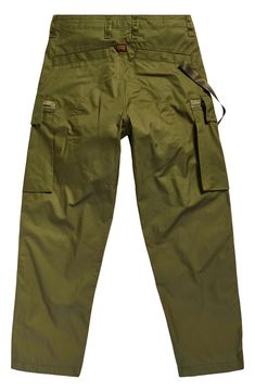 These loose-fitting, military-inspired twill pants feature roomy cargo pockets and woven tape inside the hems that can be adjusted to slightly taper the legs. Zip fly with button and drawstring closure Front slant pockets; side flap-patch zip pockets; back welt pockets 100% cotton Machine wash, line dry Imported Khaki Parachute Pants With Belt Loops And Tapered Leg, Combat Parachute Pants With Multiple Pockets, Khaki Techwear Parachute Pants With Patch Pockets, Military Style Cargo Pants, Military Style Straight Leg Parachute Pants For Outdoor, Combat Style Wide Leg Cargo Pants, Military Style Wide Leg Parachute Pants, Military Parachute Pants With Cargo Pockets, Military Style Cargo Pants With Belt Loops For Outdoor