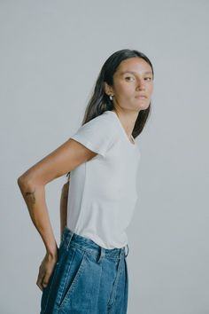 The Classic T-Shirt, perfected. With a slightly looser fit than our Lou Tee, it's also a longer length that can be tucked or worn out. Made from 100% silk noil, it’s the perfect-fitting, super-soft staple you always reach for; designed to get better with age and distinguished by the specific, perfectly imperfect nubby texture of raw silk. Relaxed Stretch Tops For Everyday, Relaxed Tops With Shirttail Hem For Casual Gatherings, Spring T-shirt For Casual Gatherings With Shirttail Hem, Spring Casual T-shirt With Shirttail Hem, Relaxed Fit Shirttail Hem Top, Relaxed Fit Tops With Shirttail Hem, Relaxed Fit Top With Shirttail Hem, Effortless Stretch Tops For Everyday, Relaxed Fit Shirttail Hem Tops For Casual Gatherings