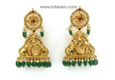 22 Karat Gold "Peacock" Jhumkas (Buttalu) - Gold Dangle Earrings with Color Stones,  Pearls, Japanese Culture Pearls & Beads  (Temple Jewellery)

Enhance Your Beauty with Totaram Jewelers' 22 Karat Gold "Peacock" Jhumkas    Make a statement with these exquisite Gold Dangle Earrings from India, featuring intricate designs inspired by the majestic peacock. Crafted with 22 Karat Gold, these Jhumkas are adorned with Color Stones, Pearls, Japanese Culture Pearls, and Beads, adding a Chandbali Earrings Totaram Jewelers, Buttalu Gold, Temple Jewellery Earrings, 22k Gold Earrings, Gold Peacock, Peacock Pendant, Chandbali Earrings, Gold Dangle Earrings, Color Stones