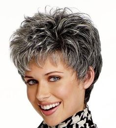 Pull Great looks with short Messy hiar Wavy Extensions, Grey Hair Wig, Short Pixie Wigs, Grey Hair Styles For Women, Short Human Hair Wigs, Short Grey Hair, Penteado Cabelo Curto, Short Wigs