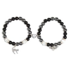 PRICES MAY VARY. Friendship Inspired Matching Bracelets: This inspired matching bracelets are in Cat women and Batman-themed, including a cat charm bracelet and bat charm bracelet, are connected by a heart-shaped charm, like you both, attract each other while come close. Couple Heart Charm Bracelets: This matching bracelets can make separated friends, couples or family members feel connected. Wearing these macthing bracelets, no matter where you are, no matter how far you go, you can feel togeth Black Heart Charm Bracelet For Friendship, Novelty Black Friendship Bracelets, Black Charm Bracelet For Valentine's Day Gift, Black Charm Bracelet Valentine's Day Gift, Valentine's Day Black Beaded Bracelet For Best Friend, Batman Bracelet, Matching Couples Bracelets, Bracelet For Girlfriend, Bracelets Halloween