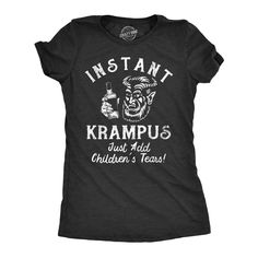 a women's black t - shirt with the words instant kramplus on it