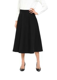 This classic black knee-length skirt is the perfect addition to any wardrobe. Its simple and timeless design makes it versatile and easy to wear for any occasion. The skirt falls at the knee, making it an appropriate and modest length. The A-line cut of the skirt creates a flattering silhouette and comfortable fit. It is made with a lightweight and breathable fabric that will keep you cool and comfortable all day long. It is available in sizes XS to XL, and with a length of 31 inches, it can acc A Line Cut, Black Knees, Fall Skirts, Knee Length Skirt, Keep Your Cool, Modest Outfits, Timeless Classic, Classic Black, The Knee