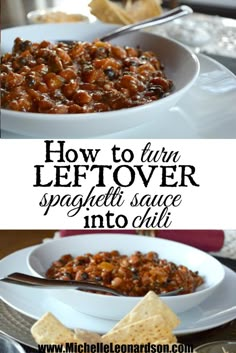 how to turn leftover spaghetti sauce into chili in the crock pot and use it as an appetizer