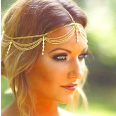 Gold & Rhinestone Bohemian Style Hairband Jewelry Nwt Bridal Head Chain, Hair Chain Jewelry, Head Chain Jewelry, Boho Headpiece, Boho Lifestyle, Hair Chains, Bride Hair, Head Chain, Head Jewelry