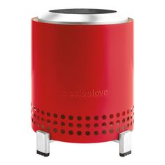 an image of a red portable speaker