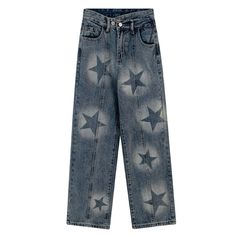 aesthetic star washed jeans boogzel clothing Denim Pants Aesthetic, Summer Y2k Outfits, 90s Retro Fashion, Pants Aesthetic, Y2k Grunge Aesthetic, Printed Denim Pants, Aesthetic Star, Summer Grunge, Retro Fashion Outfits