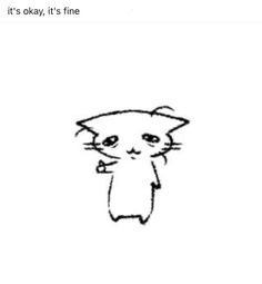 a drawing of a cat with the caption it's okay, it's fine