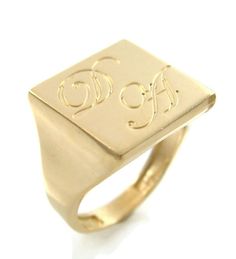 Initial ring. Gold men ring. Unisex initial by NameMyMonogram Classic Signet Ring With Initials Open Ring, Classic Signet Ring With Initials And Open Design, Classic Signet Ring With Initials And Open Ring Shape, Modern Initials Ring For Anniversary, Modern Engraved Ring With Initials For Anniversary, Modern Rings With Initials For Anniversary, Classic Rectangular Rings With Initials, Modern Anniversary Rings With Initials, Modern Initial Ring For Wedding