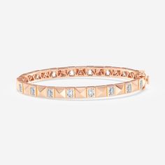 3 7/8 ctw Emerald Lab Grown Diamond  Bangle Bracelet 7 Inches - 18K Rose Gold Plated Vermeil 18K Rose Vermeil F, VS2 Luxury Rose Gold Baguette Cut Bracelets, Formal Rose Gold Baguette Cut Bracelet, Luxury Rose Gold Diamond Bracelet With Baguette Diamonds, Fine Jewelry Rose Gold Diamond Bracelet With Baguette Cut, Luxury Rose Gold Tennis Bracelet With Baguette Diamonds, Rose Gold Baguette Cut Diamond Bracelet, Rose Gold Bracelets With Baguette Diamonds, Luxury Rose Gold Diamond Cut Bangle, Diamond Bangle Bracelet