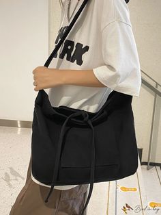 Bird in Bag - Womens Casual College Style Backpack in Black Canvas Minimalist Design Casual Crossbody Bag, College Style, College Fashion, Shoulder Tote Bag, Bird In Bag, Black Cross Body Bag, Womens Casual, Black Canvas, Shoulder Tote