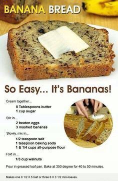 an ad for banana bread with instructions to make it