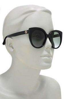 The glasses ship insured Priority Mail. These guaranteed authentic, NWT GUCCI Shiny Black Cat Eye Sunglasses, style #GG0325S, color code 001, have a 55mm lens width, 21mm bridge width, and a 145mm temple length. The sunglasses have a round cat eye shiny black frame. The lenses are Smoke (grey) gradient, UV protection with a Category 3 Filter. The sunglasses have the iconic interlocking gold double G logo at the temples. The glasses were made in Italy and are embossed with GUCCI MADE IN ITALY CE Classic Gucci Cat Eye Sunglasses, Designer Cat Eye Sunglasses With Gradient Lenses, Gucci Designer Cat Eye Sunglasses With Uv Protection, Designer Gucci Cat Eye Sunglasses With Uv Protection, Gucci Designer Cat Eye Sunglasses With Mirrored Lenses, Designer Gucci Cat Eye Sunglasses With Mirrored Lenses, Gucci Designer Cat Eye Sunglasses With Gradient Lenses, Designer Gucci Cat Eye Sunglasses, Designer Cat Eye Sunglasses With Tinted Lenses