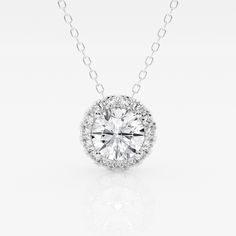 A diamond with a fine halo is better than none! This beautiful round lab grown diamond pendant is encircled with tiny shimmering smaller diamonds, to create a halo effect. Suspended by a delicate gold chain that slides through. Halo Setting, Halo Pendant, Bezel Set Diamond, Perfect Engagement Ring, Diamond Pendant Necklace, Diamond Halo, Halo Diamond, Cute Jewelry, Diamond Pendant