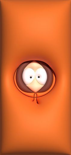 an orange background with a cartoon character peeking out from the hole in the center and eyes