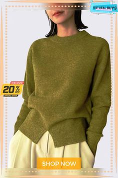 Green Daily Long Sleeve Plain Simple Regular Fit Sweater Green Crew Neck Winter Outerwear, Crew Neck Winter Outerwear For Work, Fall Crew Neck Workwear Outerwear, Fall Workwear Crew Neck Outerwear, Fall Crew Neck Outerwear For Work, Trendy Solid Color Crew Neck Outerwear, Classic Crew Neck Outerwear For Fall, Solid Crew Neck Spring Outerwear, Solid Color Crew Neck Outerwear For Fall