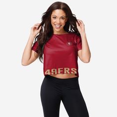 San Francisco 49ers Womens Bottom Line Crop Top FOCO 49ers Clothes, Logo Display, Team Name, Crop Top Shirts, Self Service, The Cream, San Francisco 49ers, The Heat, Team Logo