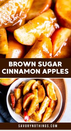 brown sugar cinnamon apples in a white bowl