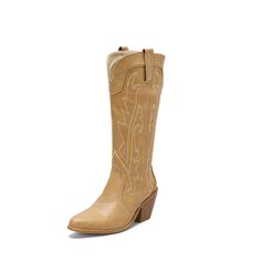 Shop Khaki Embroidered Western Cowgirl Boots Pointed Toe Block Heel Knee High Boots color Khaki for Music Festival, Night Club, Party with worldwide Free shipping & Free return. Women Cowboy Boots, Silver Bridal Shoes, Silver Kitten Heels, Navy Wedding Shoes, Bridal Shoes Low Heel, Neon Heels, Sequin Sandals, Ivory Wedding Shoes, Sparkly Heels