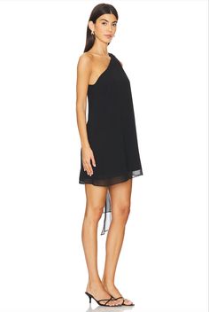 Embrace effortless elegance with the Elisa Dress. This one-shoulder shift dress features a chic self-tie hanging sash at the shoulder seam, adding a touch of sophistication. Perfect for any special occasion, the Elisa Dress is designed to make you look and feel stunning. One Shoulder Mini Dress Hanging Tie Detail At Shoulder Invisible Zipper Lined Self: 100% Polyester, Lining: 100% Polyester Dry Clean Only Elegant Off-shoulder Dress With Asymmetrical Neckline For Date Night, Chic Mini Dress For Black-tie Events, Elegant One Shoulder Midi Dress For Summer, Elegant Asymmetrical Off Shoulder Dress For Summer, Elegant Off-shoulder Dress With Asymmetrical Neckline For Summer, Elegant Dress With Asymmetrical Neckline For Black-tie Events, Elegant Off Shoulder Dress With Asymmetrical Neckline For Summer, Elegant Asymmetrical Off Shoulder Summer Dress, Chic One-shoulder Dress With Straight Neckline For Formal Events