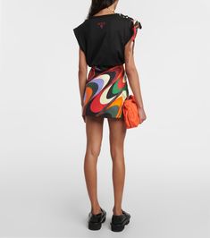 Find EMILIO PUCCI Onde Silk Twill Miniskirt on Editorialist. Material: 100% silk. Care instructions: dry clean. Made in Italy. Designer color name: Arancio/Verde. Lining: 67% acetate, 33% polyester. Each piece is unique and prints may differ slightly from those shown. Multicolor Silk Skirt, Black Silk Skirt For Summer, Multicolor Flowy Silk Skirt, Multicolor Silk Flowy Skirt, Chic Multicolor Asymmetrical Skirt, Summer Silk Mini Skirt, Silk Wrap Skirt, Luxury Outerwear, Latest Skirts