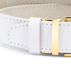 "Buy White belt gold buckle Mens belts Thick white belt men Leather belt With gold buckle Mens belt for jeans BELT SIZE: Choose from drop down menu above BELT WIDTH: 1 3/8\" | 3.5 cm LEATHER: Genuine leather, Italian COLOR: White BUCKLE: Gold color CONDITION: New INCLUDED: Dust bag ALL BELTS ARE MEASURED FROM THE LEATHER PART'S END TO THE MIDDLE HOLE. PAYMENT Shopping on Etsy is 100% safe. I accept Paypal to make your payment process totally secure. Paypal also protect your financial information Luxury White Formal Belt, Luxury Designer White Belt, Luxury Silver Belt For Men, Designer White Leather Belts, Belt Gold Buckle, Belt With Gold Buckle, Belt For Jeans, Mens Belt, Belt Men