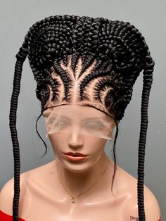 This is a Cosplay Braided wig. it is a Full lace wig, Handmade and Glueless. It is neatly and beautifully crafted as seen in display. It is Customizable in color. It has baby hair, combs and an adjustable band for a firm and comfortable hold on the head. This wig is produces and shipped from our factory in Abuja, Nigeria. Abuja Nigeria, Braided Wigs, Braided Wig, Cornrows Braids, Hair Combs, Costume Wigs, Braids Wig, Cosplay Wig, Full Lace Wig