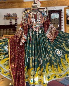 Beautiful Afghan chirma embroidered dress. Its fabric is banaras , this dress is for wedding and nekah Anarkali Dress With Multicolor Embroidery For Wedding, Festival Maxi Dress With Resham Embroidery For Traditional Ceremonies, Bohemian Saree-style Wedding Gown, Traditional Floor-length Dress With Zari Work, Resham Embroidery Floor-length Dress For Traditional Ceremonies, Semi-stitched Saree Dress With Intricate Embroidery, Bollywood Style Dresses For Navratri, Multicolor Embroidery Zari Work Dress For Wedding, Floor-length Dresses With Resham Embroidery For Traditional Ceremonies