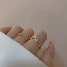 📌 Please Note: Items on this page are sold together. When adjusting the ring, please squeeze or expand the ring body slowly and gently. 💎 Materials: 14k Gold Electroplated - more durable than regular platings Cubic Zirconia Eco Resin 📐 Size: Adjustable Open Design - Size 5+ Glassine Bags, Eco Resin, Romantic Jewellery, Green Item, Crystal Pearls, Jewelry Pouch, Gold Plated Jewelry, Jewelry Gift Box, Jewelry Plate