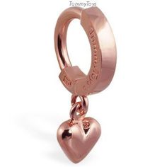 14K Rose Gold Belly Ring and Heart Charm - TummyToys Gold Belly Button Rings, Gold Belly Ring, Gold Body Jewellery, Puffy Heart Charms, Gold Bodies, Belly Button Ring, Real Jewelry, Rose Gold Heart, Button Ring