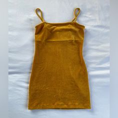 Wild Fable Gold Velvet Mini Dress Size Medium Nwot Never Worn! Perfect Condition. Spaghetti Straps Super Soft And Flattering Yellow Stretch Dress With Spaghetti Straps, Yellow Fitted Mini Dress With Spaghetti Straps, Yellow Bodycon Dress With Spaghetti Straps, Fitted Yellow Bodycon Dress For Brunch, Casual Yellow Sleeveless Bodycon Dress, Yellow Cotton Mini Dress With Spaghetti Straps, Sleeveless Mustard Mini Dress For Day Out, Mustard Sleeveless Summer Mini Dress, Yellow Bodycon Dress For Brunch