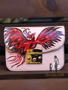 Unique, handpainted phoenix small bag, 18x13x8 cm, professional paints - waterproof, do not peel off, non-sticky Hand Painted Crossbody Bag For Gifts, Red Hand Painted Bags, Artistic Hand Painted Shoulder Bag For Gift, Artistic Hand Painted Shoulder Bag Gift, Small Women, Women Bag, Small Bag, Bulgaria, Purses And Handbags