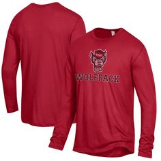 The Men's Red NC State Wolfpack Keeper Long Sleeve T-Shirt is the perfect way to show your unwavering support for the NC State Wolfpack. Made from a comfortable cotton and polyester blend, this long sleeve tee features printed graphics that proudly display the Wolfpack logo. The crew neck and tear-away tag provide a comfortable fit, making it perfect for game day or any day you want to show your Wolfpack pride. Wittenberg University, Nc State Wolfpack, Tiger Logo, Alternative Apparel, Nc State, Tiger T Shirt, Wolf Pack, Alternative Outfits, Hats For Sale