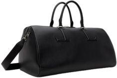 Designer Black Satchel Duffle Bag, Black Business Duffle Bag With Detachable Handle, Luxury Black Travel Bag With Double Handle, Luxury Black Weekender Bag With Double Handle, Black Bags With Detachable Handle For Business Trips, Black Bag With Detachable Handle For Business Trips, Black Bags For Business Trips With Detachable Handle, Designer Black Travel Bag With Top Handle, Luxury Black Duffle Bag With Top Carry Handle