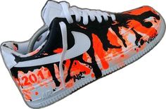 Classic Street Style, Red Drip, Drip Design, Air Force 1s, Custom Air Force 1, Custom Sneakers, Black Orange, Air Force 1, Fashion Games