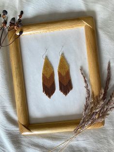 Amber seed bead earrings Autumn earrings Fringe beaded | Etsy Brown Dangle Beaded Earrings With Tiny Beads, Brown Tiny Beads Earrings For Gift, Brown Earrings With Tiny Beads For Gift, Brown Dangle Beaded Earrings With Colorful Beads, Colorful Beaded Brown Dangle Earrings, Colorful Brown Beaded Dangle Earrings, Bohemian Brown Beaded Earrings With Gold Beads, Fringe Beaded Earrings, Handwoven Earrings