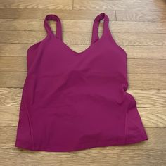 Lulu Lemon Align Top, Long, Size 4, Wine Red Color, Brand New Purple Gym Tops With Built-in Bra, Purple V-neck Top With Built-in Bra, Purple Workout Tops With Built-in Bra, Coral Tank, Lululemon Align Tank, Wine Red Color, Align Top, Running Tank Tops, White Sports Bra