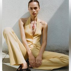 Size Small Nwot Zara Flared Ribbed Pants Pants With A High Elastic Waist In Tonal Rib. Ribbed Fabric. Flared Legs. In Light Yellow Color Ribbed Pants, Light Yellow Color, Zara Jumpsuit, Flared Trousers, 2024 Fashion, Zara Pants, Women Set, High Waisted Trousers, Ribbed Fabric