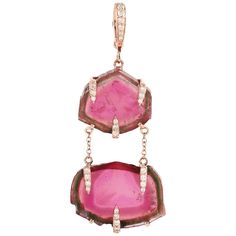 This pendant has been meticulously crafted from 18-karat gold. It is set with 15.11 carats of watermelon tourmaline & .20 carats of sparkling diamonds. FOLLOW MEGHNA JEWELS storefront to view the latest collection & exclusive pieces. Meghna Jewels is proudly rated as a Top Seller on 1stDibs with 5 star customer reviews. All items manufactured by us are handmade and can be customized or redesigned. Composition Size-47X20 MM Total Weight-6.06 Gold Weight(Gms)-2.999 Diamond Wt(Cts)-0.2 Tourmaline W Kelly Rutherford, Diamond Heart Pendant Necklace, Tourmaline Jewelry, Heart Pendant Diamond, Watermelon Tourmaline, Diamond Pendant Necklace, Top Seller, Gold Pendant Necklace, Sparkle Diamonds