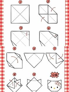 how to make an origami cat with instructions on how to fold the paper