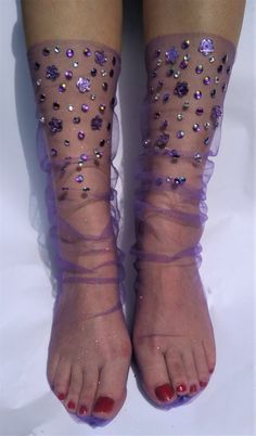 Sheer Hosiery, Glitter Socks, Sparkle socks, Tulle Socks, Fishnet socks, Transparent Socks, Sheer so Transparent Socks, Sparkly Socks, Tulle Socks, Glitter Tights, Sparkle Socks, Purple Tulle, Glitter Socks, Purple Cute, Purple Socks