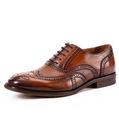 Brown Goodyear Welted Oxfords With Round Toe, Brown Goodyear Welted Lace-up Shoes With Round Toe, Brown Cap Toe Oxfords With Textured Sole, Oxford Dress Shoes With Goodyear Welt Construction, Brown Dress Shoes With Textured Sole And Round Toe, Oxford Shoes Brown, Trendy Boots, Leather Brogues, Brown Coffee