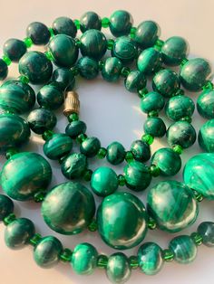 Beautiful  high quality Art Deco Malachite graduated  necklace, totally stunning, handmade vintage jewellery at its simplist & best. Graduation Necklace, Beaded Necklaces, Vintage Jewellery, Wedding Shop, Necklace Etsy, United Kingdom, Beauty Book, Beaded Necklace, Art Deco