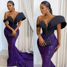 FREE SHIPPING Welcome to Damba African Store where we produce quality African wears for all your occasions and events. Customized made are welcome as well. We are here to serve you better with quality touch of African attire. African Evening Dresses, Mermaid Prom Dresses Lace, African Prom Dresses, Lace Gown Styles, African Wedding Dress, Purple Prom Dress, Asoebi Styles, Engagement Dresses, Ladies Gown