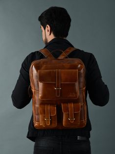 "If you're looking for a stylish and functional backpack online, you've come to the right place. Our MaheTri Portland Leather Backpack is designed with genuine, soft, and lightweight leather that's perfect for day-to-day activities. Our leather backpack is also comfortable to wear, with enough room for every essential thing a person needs. The straps are adjustable, so you can adjust them as per your fit. And the backpack is also very lightweight, so you can easily carry it around. If you're looking for a backpack that'll make you feel comfortable and confident, Mahetri Portland is the perfect choice for your needs.\" Features Material: Buffalo Leather Colour: Tan Brown Strength: Well-stitched with hard nylon thread. Adaptable: This unisex backpack and cross-body laptop bag are effortlessl Leather Backed Backpack For Everyday Use, Luxury Waxed Leather Backpack For Daily Use, Classic Waxed Finish Backpack, Classic Waxed Finish Standard Backpack, Leather Rectangular Backpack For Everyday Carry, Everyday Carry Soft Leather Backpack, Standard Backpack With Leather Lining For Everyday Carry, Everyday Carry Backpack With Leather Lining, Luxury Waxed Leather Backpack For Everyday Use