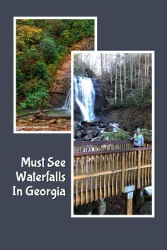 three pictures with the words must see waterfalls in georgia