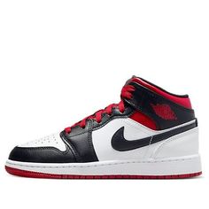 (GS) Air Jordan 1 Mid 'Gym Red Black Toe' DQ8423-106 Casual Breathable Jordan Shoes For Sports Events, Red Sporty High-top Sneakers, Casual Jordan Shoes For Sports Events, Casual Breathable Jordan Training Shoes, Casual High-top Jordan Shoes For Training, Casual University Red Basketball Shoes For Sports, Red Dynamic Jordan Sports Shoes, Dynamic Red Jordan Sports Shoes, Red Breathable Jordan Shoes For Training