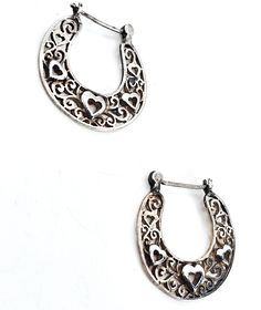 Boma filigree heart open work lever back vintage sterling silver retro earrings. Fair wearable vintage condition with little signs of normal wear. Stamped Boma 925 on the back. Acid tests positive for sterling silver. Earrings measure 1 inch tall and 15/16ths of an inch wide. Vintage Silver Hoop Earrings With Intricate Design, Vintage Sterling Silver Pierced Hoop Earrings, Vintage Sterling Silver Hoop Earrings, Vintage Sterling Silver Pierced Plug Earrings, Vintage Sterling Silver Plug Earrings, Vintage Sterling Silver Hoop Earrings As Gift, Vintage Sterling Silver Hoop Earrings For Gift, Vintage Sterling Silver Nickel-free Hoop Earrings, Vintage Sterling Silver Nickel Free Hoop Earrings